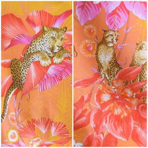 AUTHENTIC Salvatore Ferragamo Designer Jungle Print Silk Scarf - Picture 8 of 12